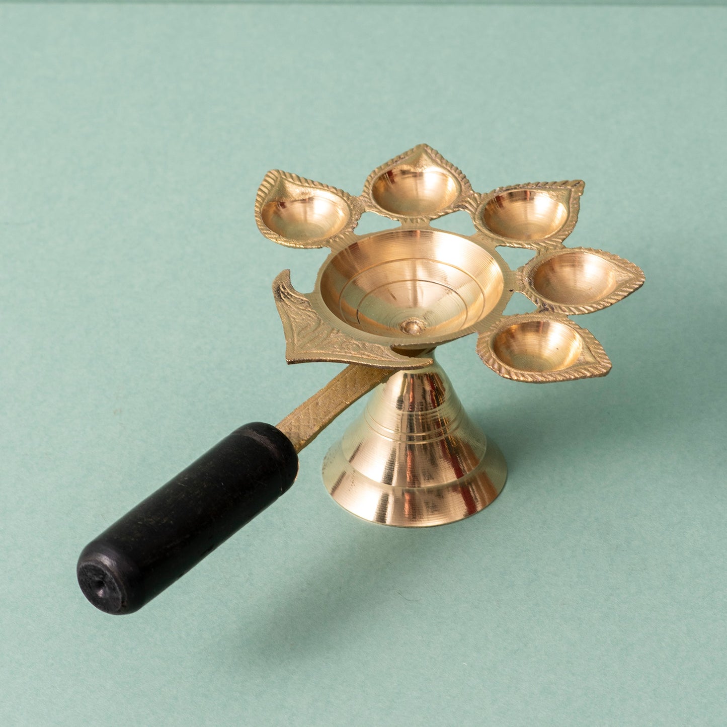 Elegant Brass Pooja Diya Stand for Arti