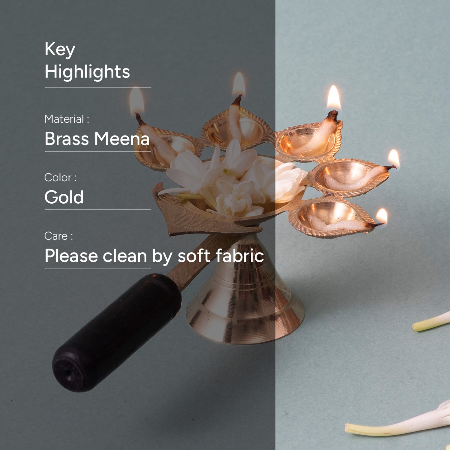 Elegant Brass Pooja Diya Stand for Arti