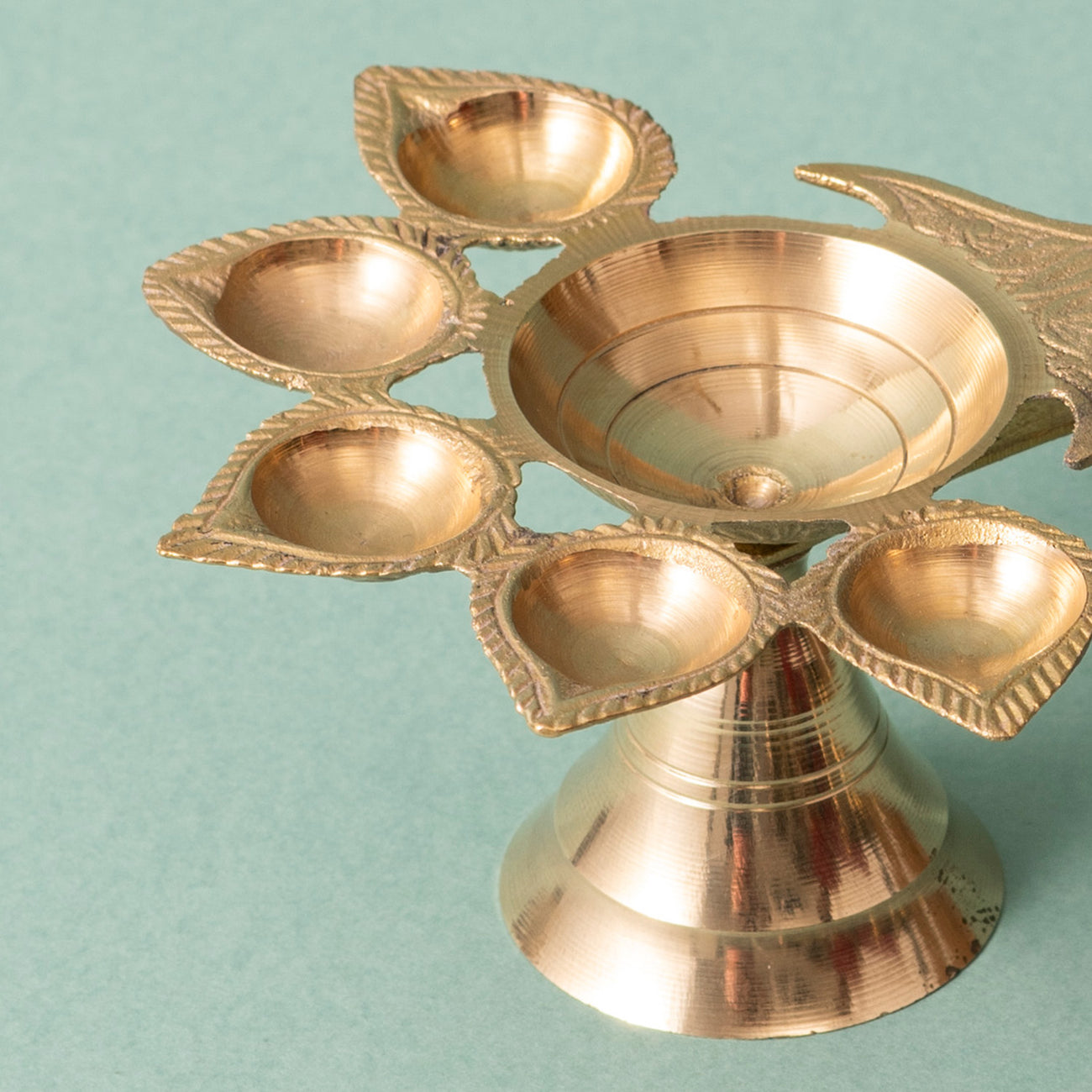 Elegant Brass Pooja Diya Stand for Arti