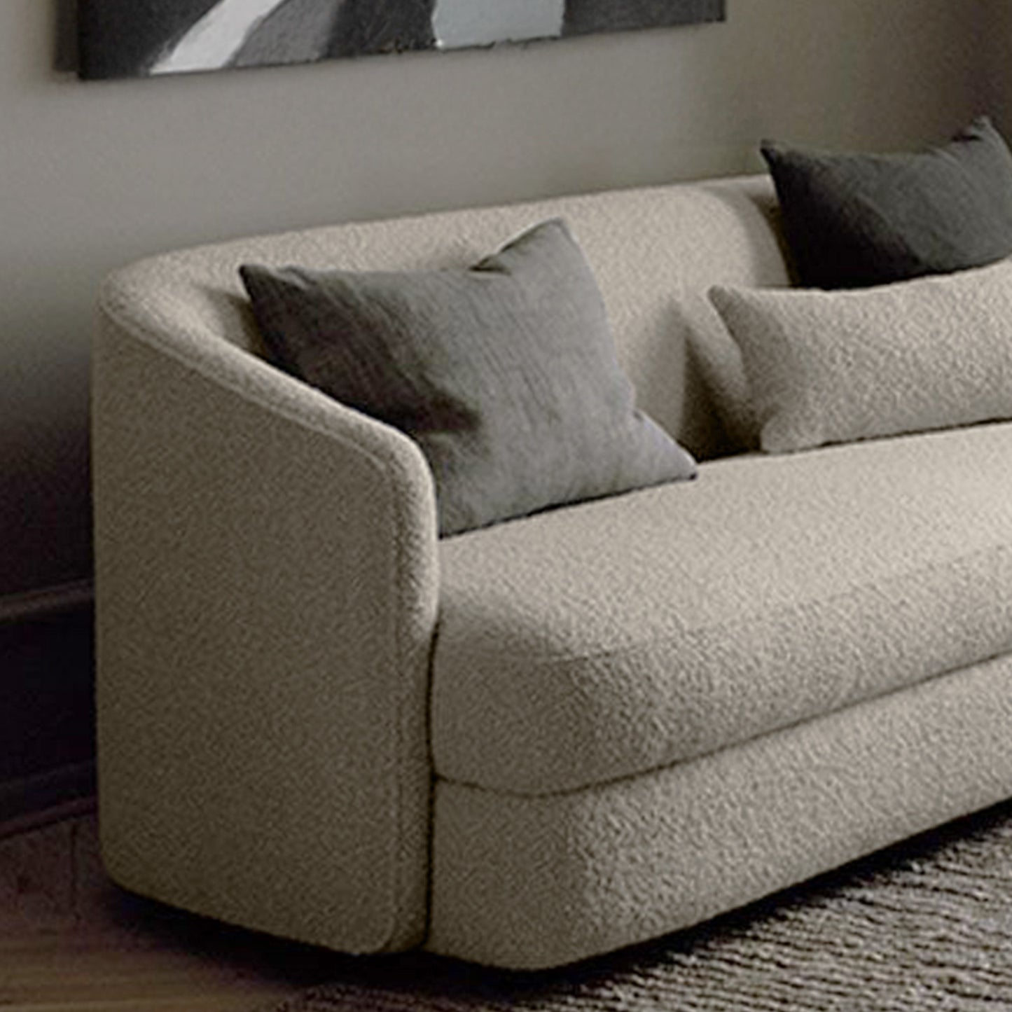 ElegantEnsemble Beige Boucle 2 Seater Sofa