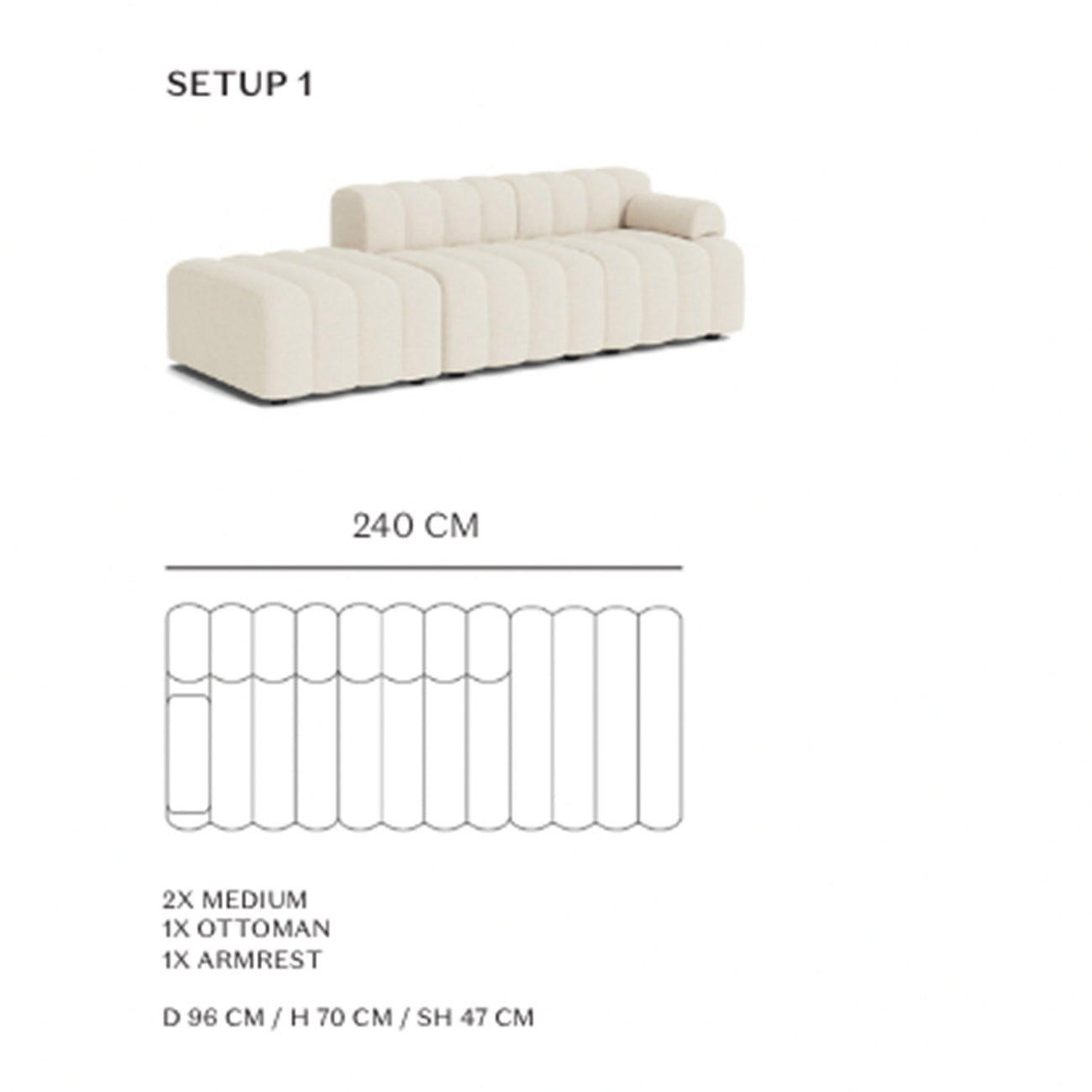 ChicComfort Beige 3 Seater Detachable Sofa Set