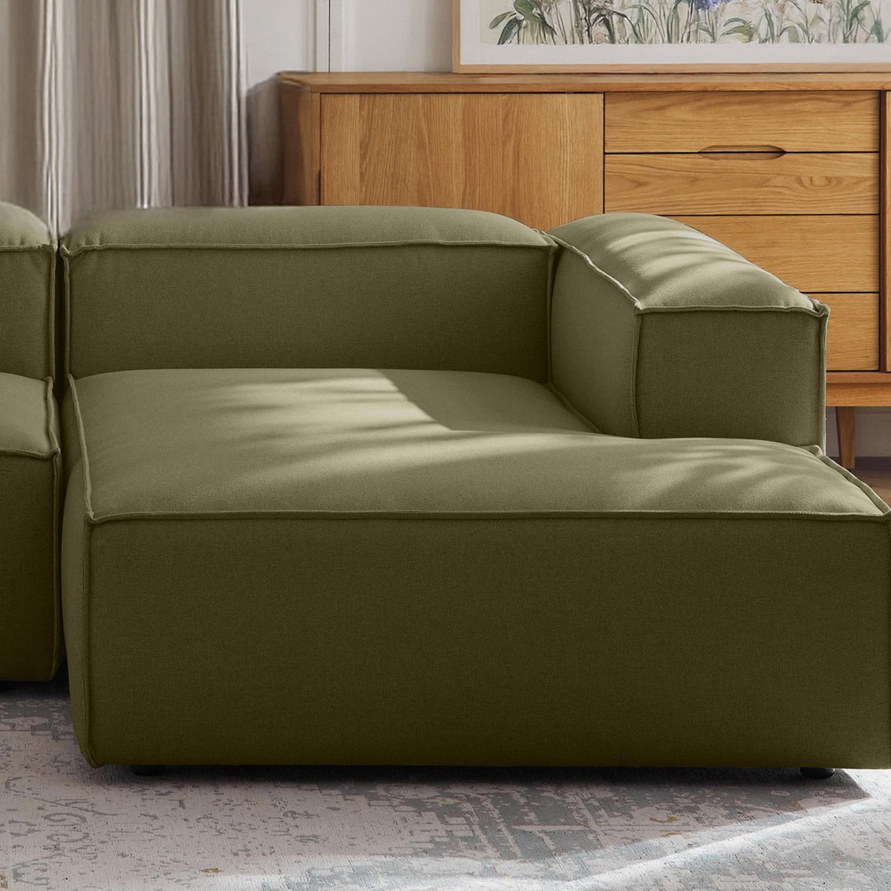 ElegantEdge 2 Seater Versatile, Comfortable Olive Green L Shaped Sofa