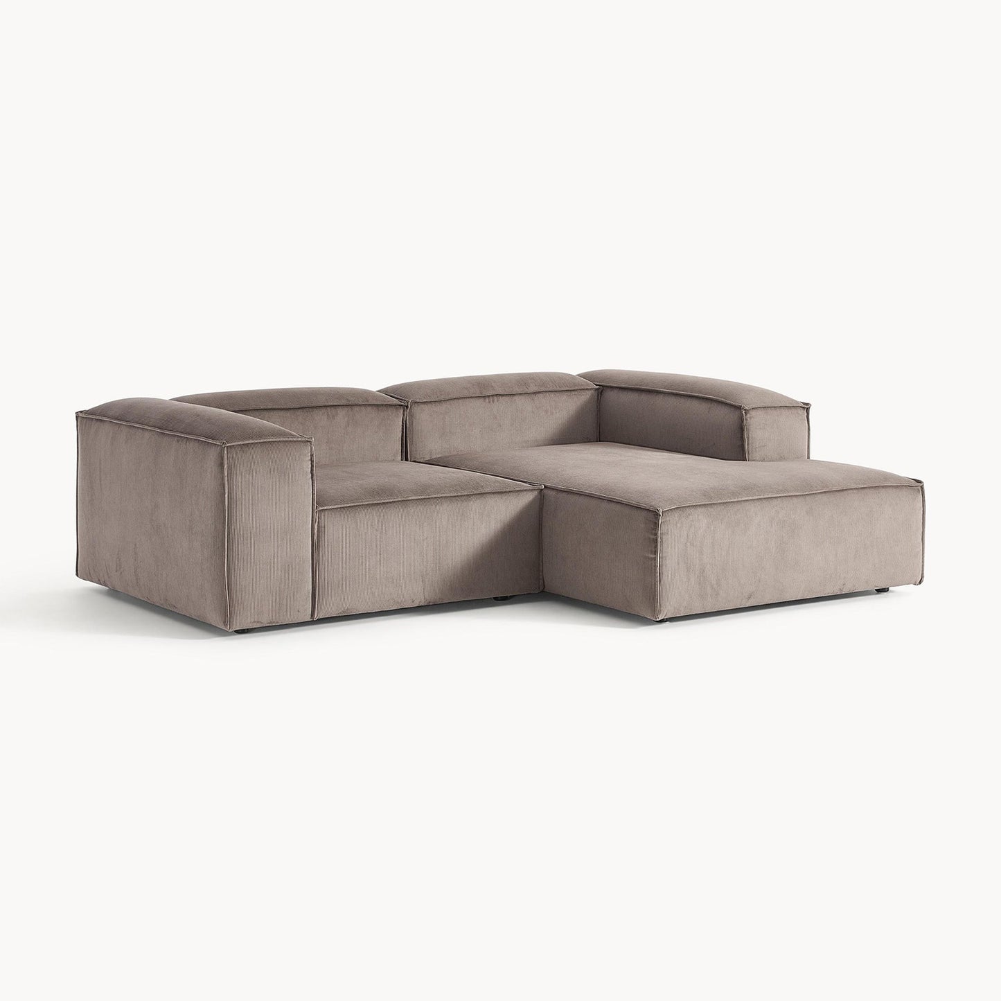 Elegant Edge 2 Seater Versatile Corduroy Grey L Shaped Sofa