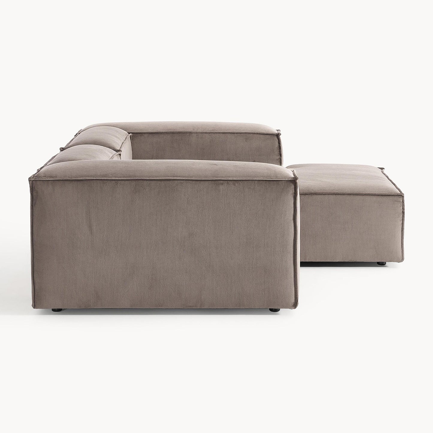 Elegant Edge 2 Seater Versatile Corduroy Grey L Shaped Sofa