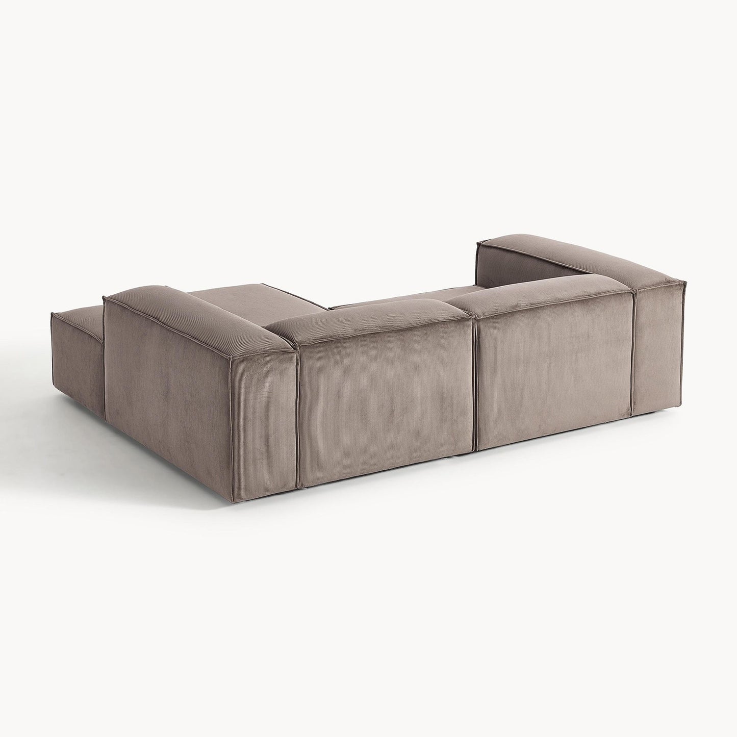 Elegant Edge 2 Seater Versatile Corduroy Grey L Shaped Sofa