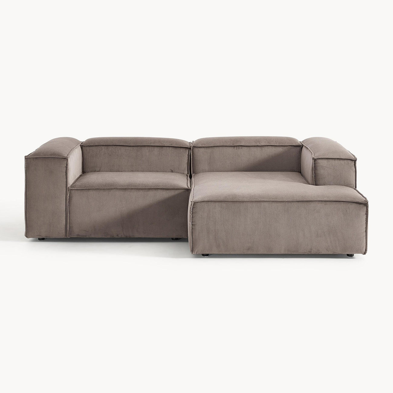 Elegant Edge 2 Seater Versatile Corduroy Grey L Shaped Sofa