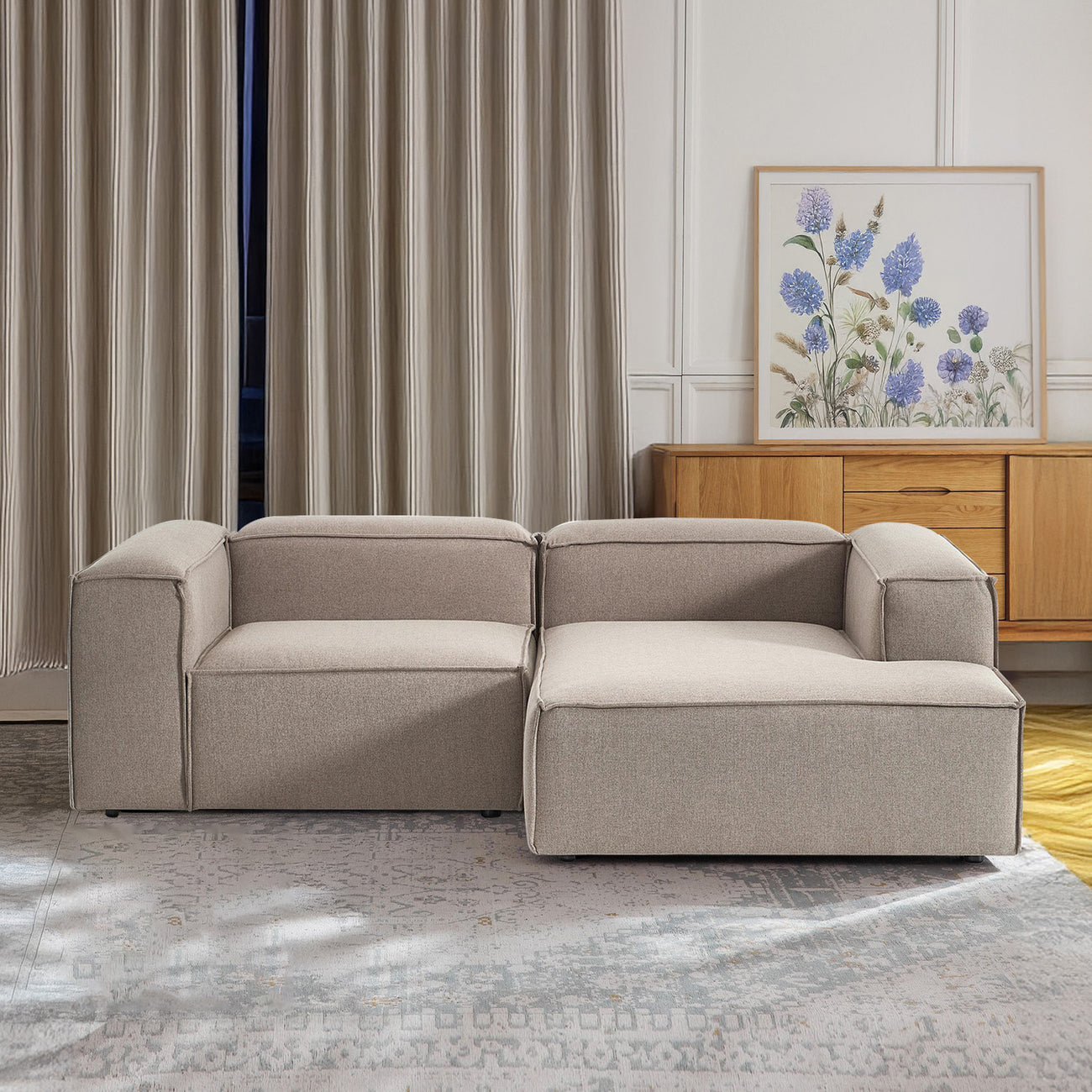 Elegant Edge 2 Seater Versatile, Comfortable Grey L Shaped Sofa