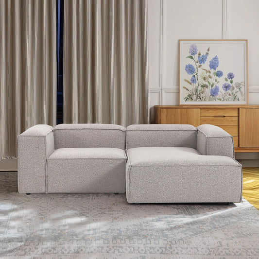 ElegantEdge 2 Seater Boucle Comfortable Dark Grey L Shaped Sofa