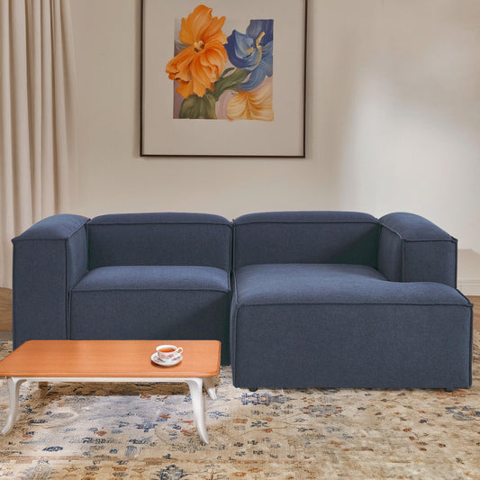 ElegantEdge 2 Seater Versatile, Comfortable Navy Blue L Shaped Sofa