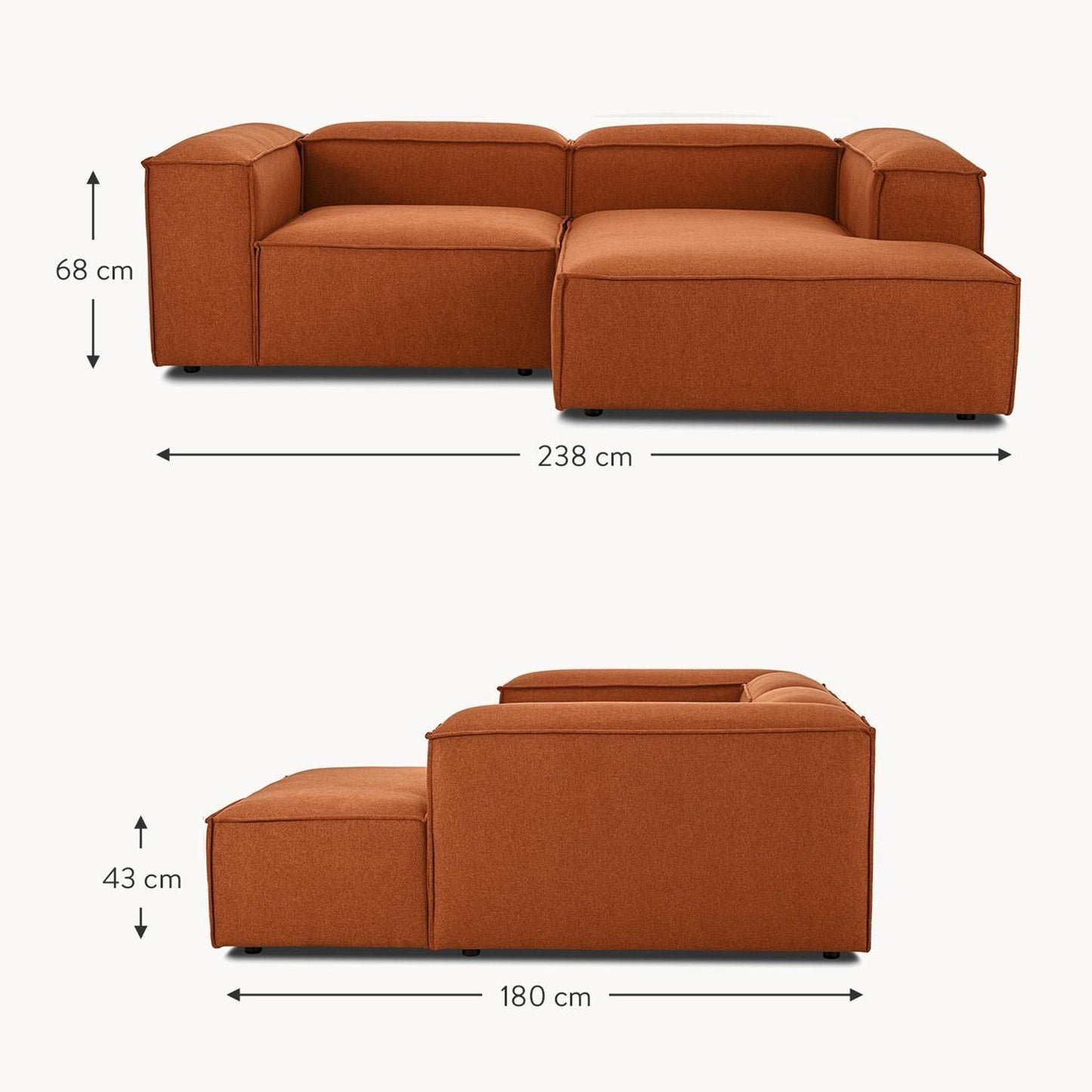 ElegantEdge 2 Seater Comfortable Tan L Shaped Sofa