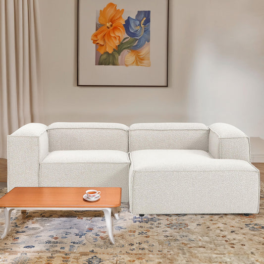 ElegantEdge 2 Seater Boucle Comfortable White L Shaped Sofa