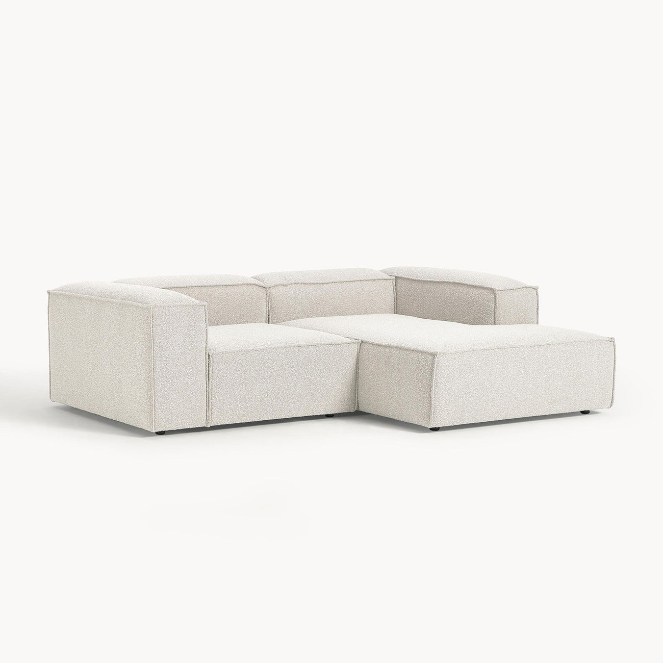 ElegantEdge 2 Seater Boucle Comfortable White L Shaped Sofa