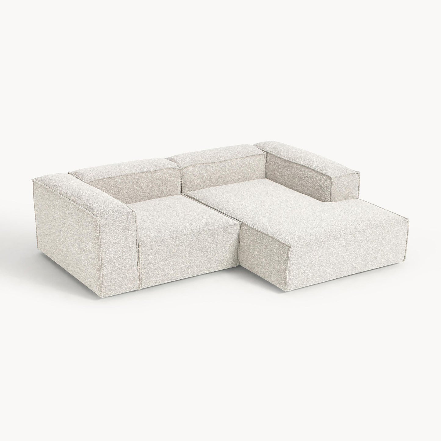 ElegantEdge 2 Seater Boucle Comfortable White L Shaped Sofa