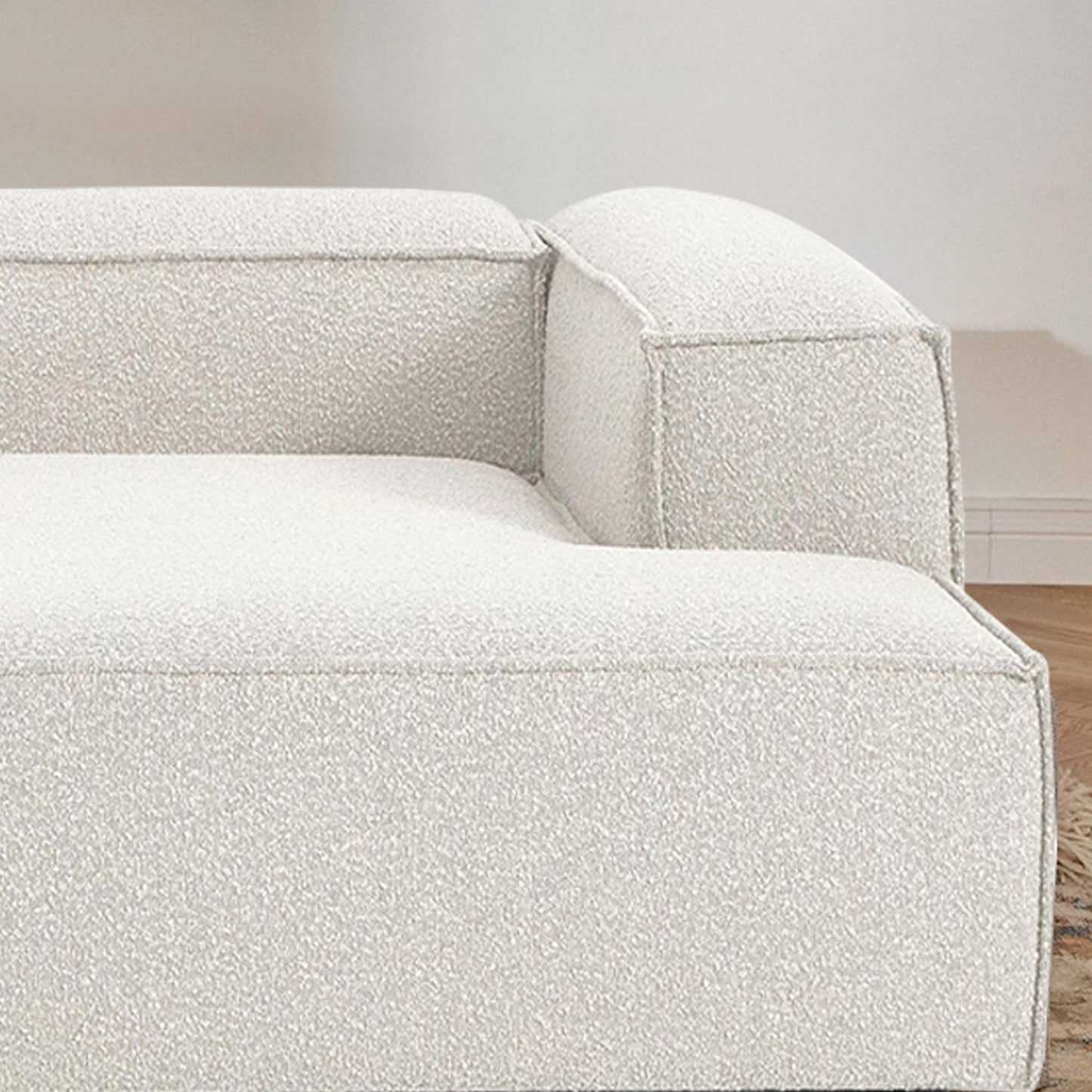 ElegantEdge 2 Seater Boucle Comfortable White L Shaped Sofa