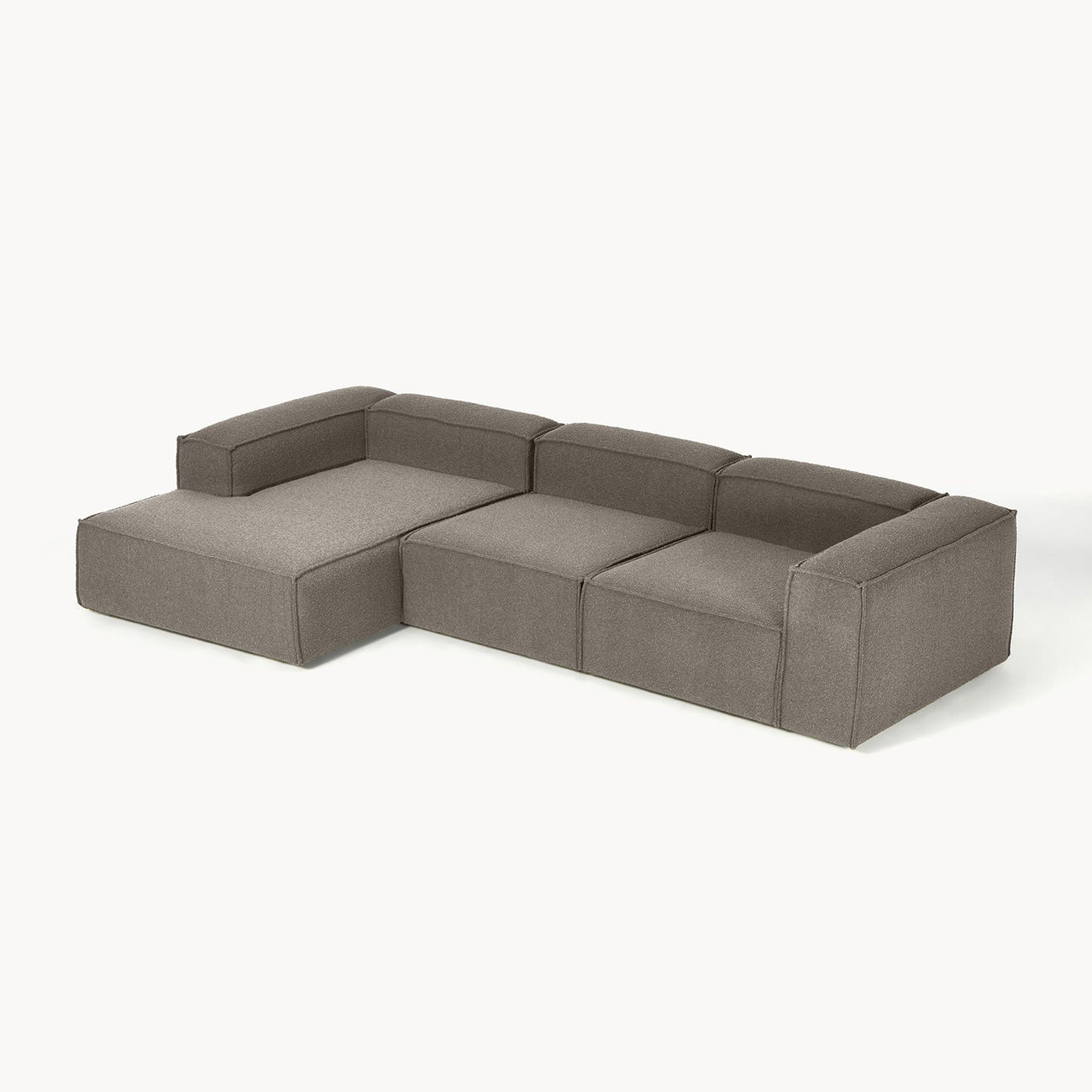 ElegantEdge 3 Seater Boucle Dark Grey L Shaped Sofa