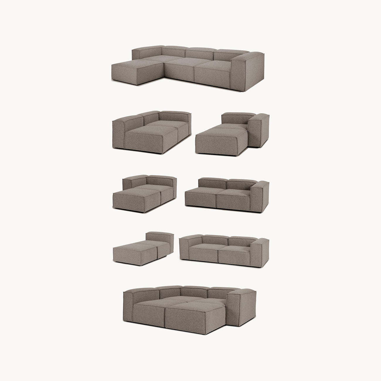 ElegantEdge 3 Seater Boucle Dark Grey L Shaped Sofa