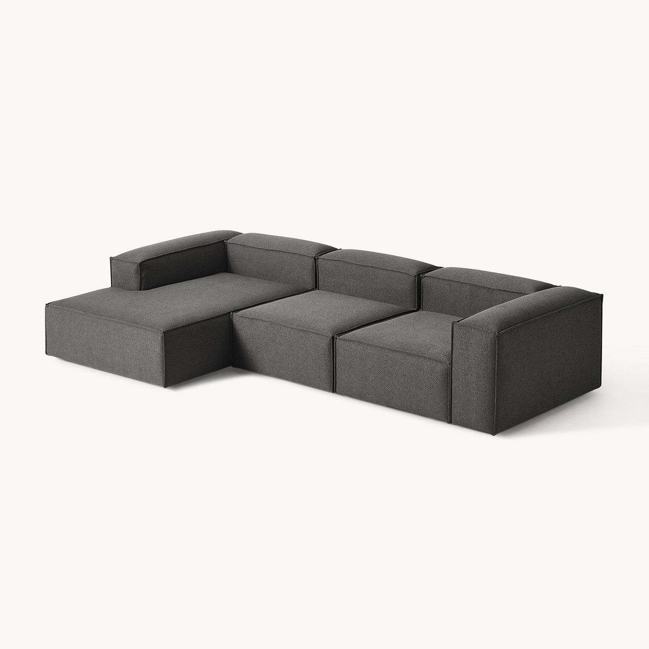 ElegantEdge 3 Seater Dark Grey L Shaped Sofa