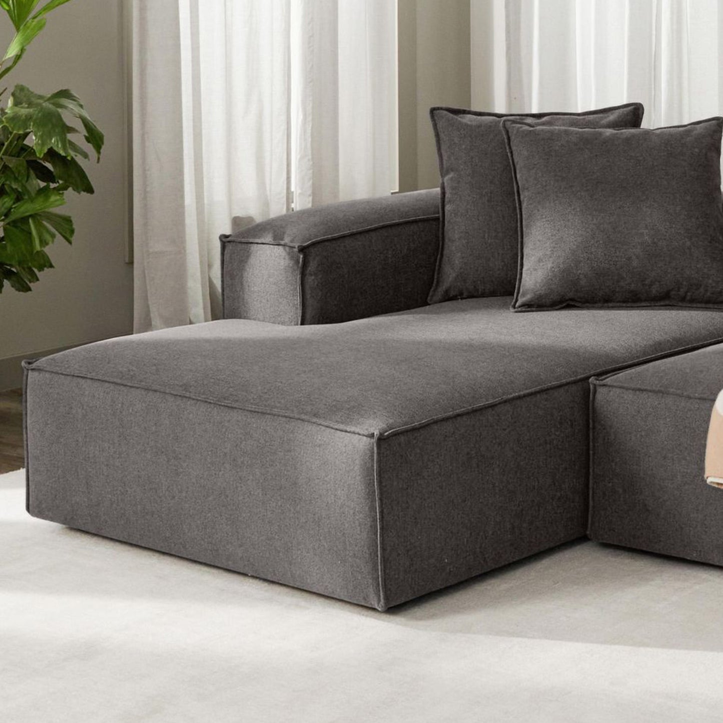 ElegantEdge 3 Seater Dark Grey L Shaped Sofa