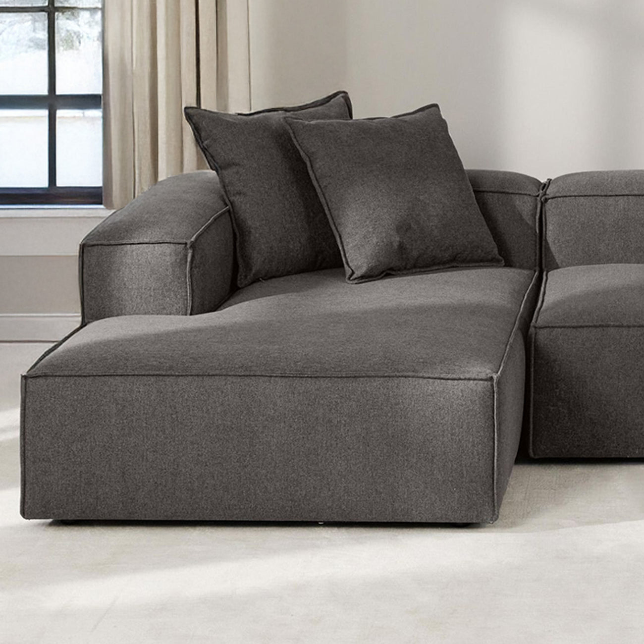 ElegantEdge 3 Seater Dark Grey L Shaped Sofa