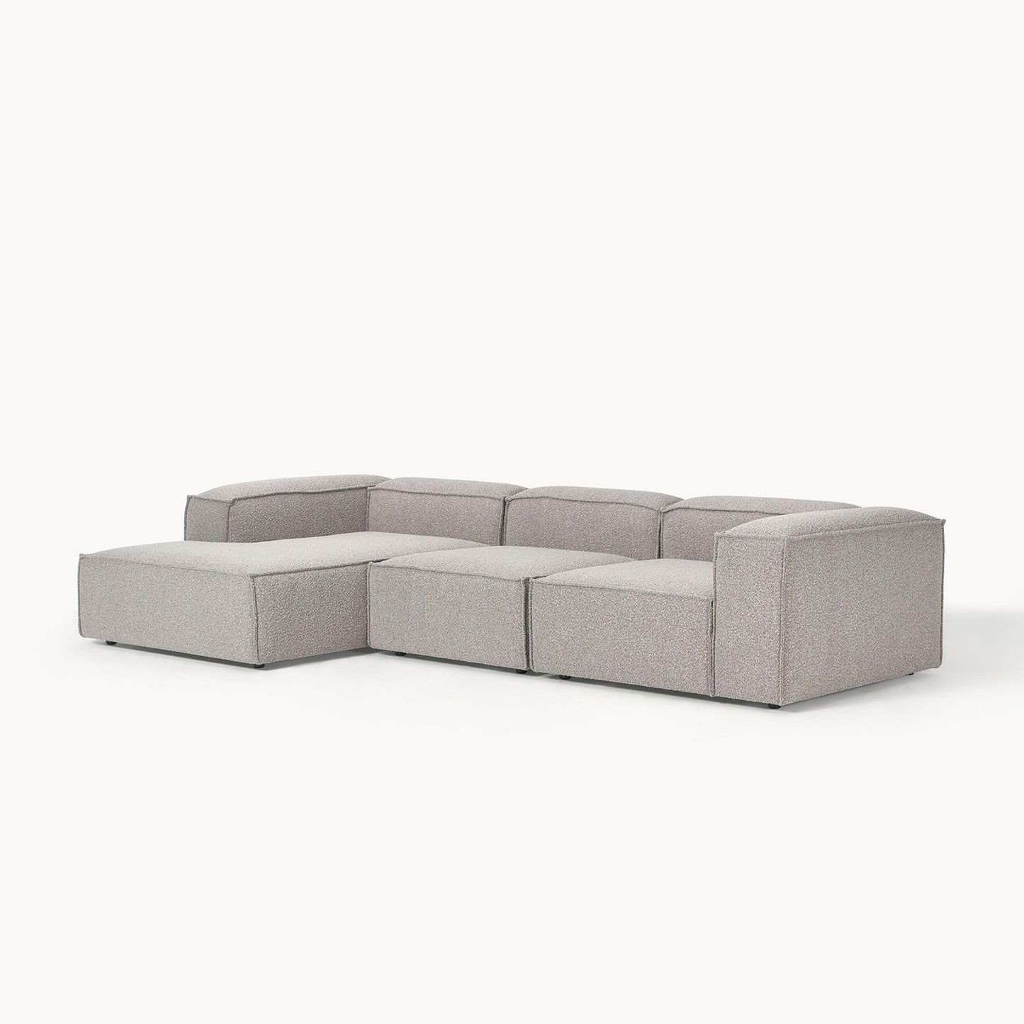 ElegantEdge 3 Seater Boucle Grey L Shaped Sofa