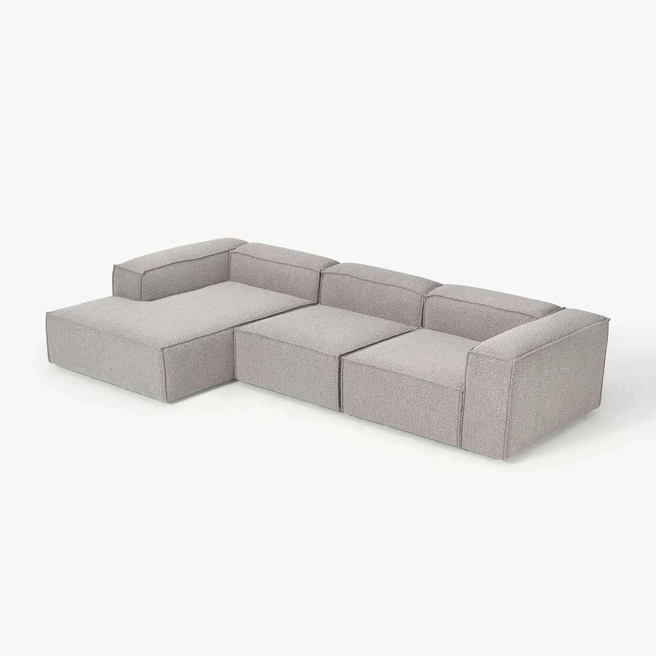 ElegantEdge 3 Seater Boucle Grey L Shaped Sofa