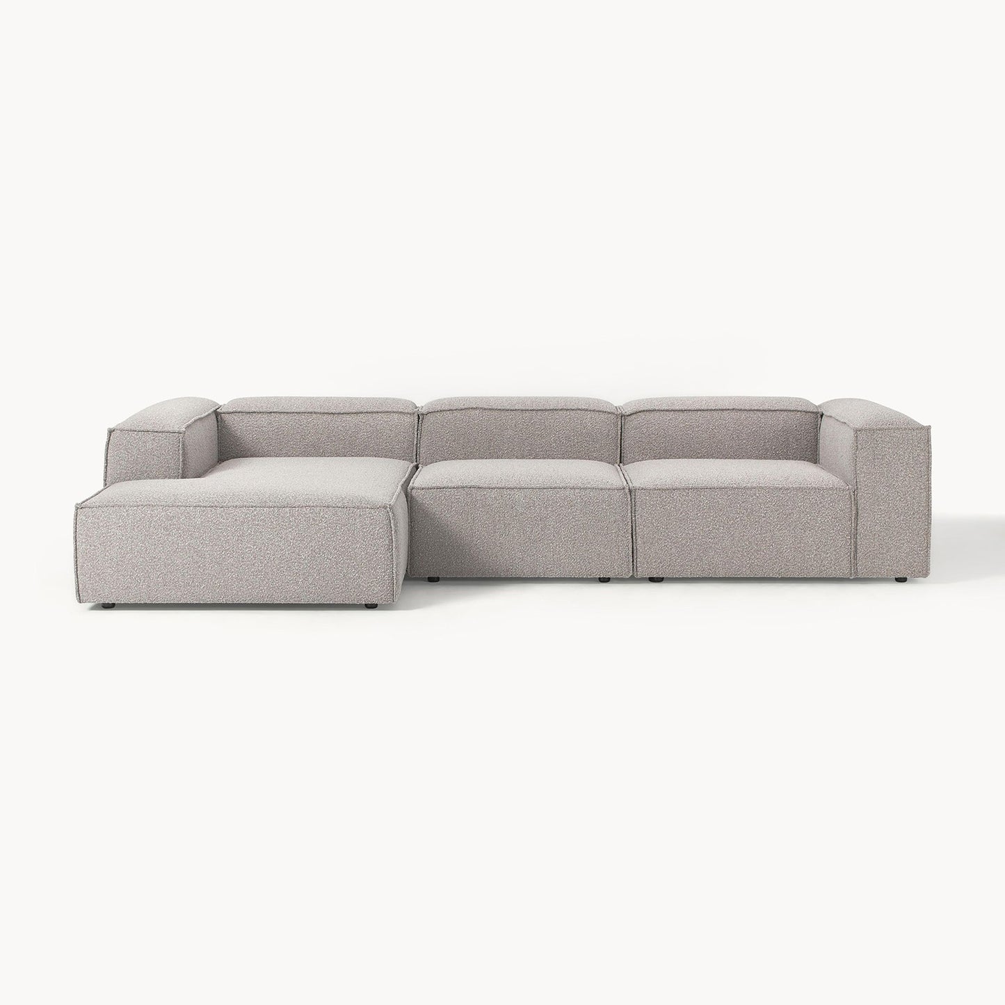 ElegantEdge 3 Seater Boucle Grey L Shaped Sofa