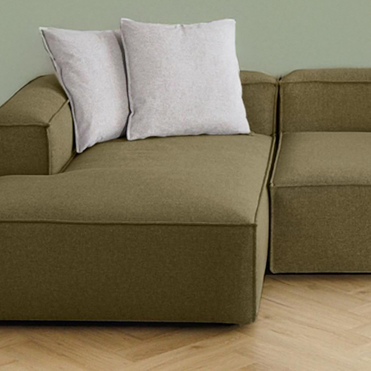 ElegantEdge 3 Seater Olive Green L Shaped Sofa