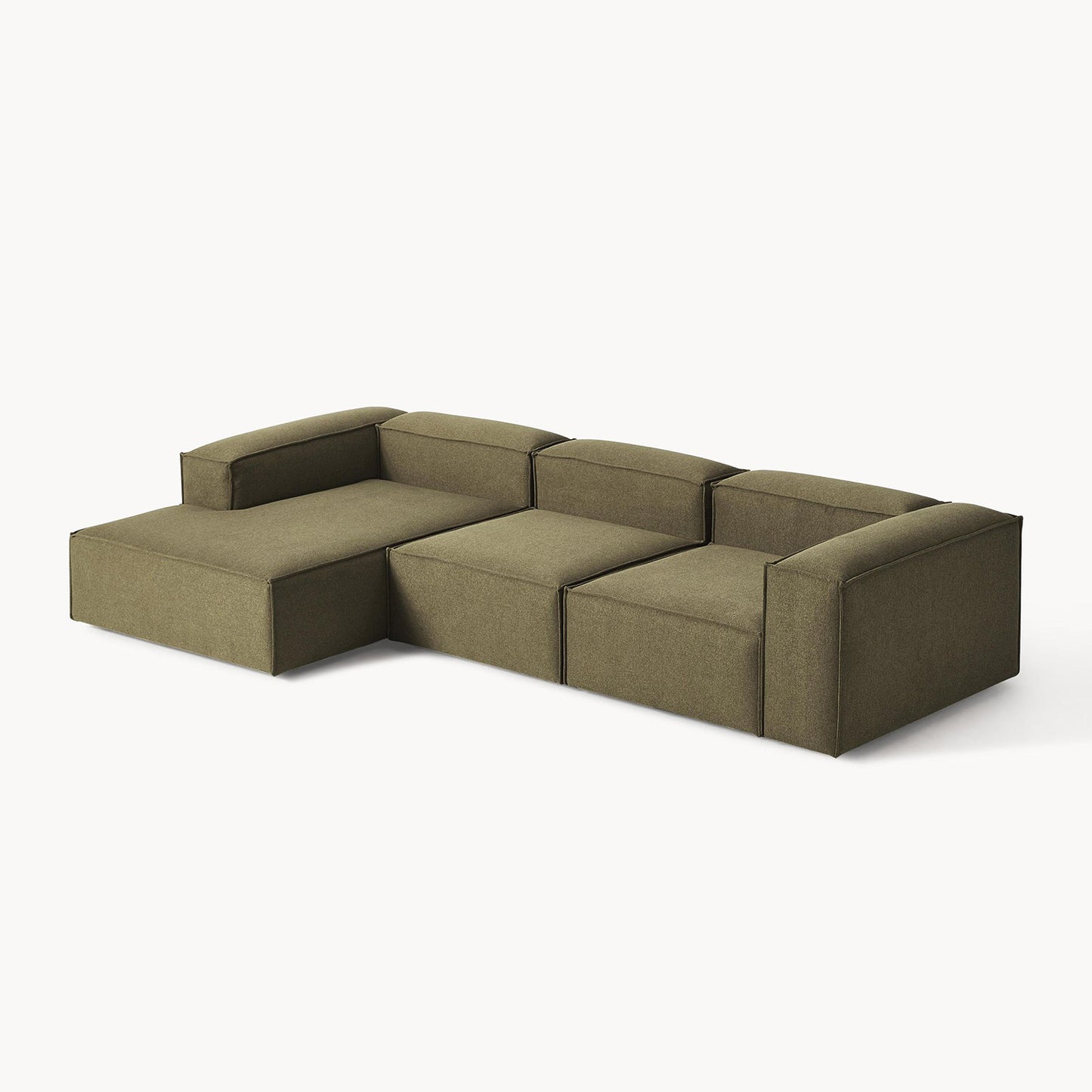 ElegantEdge 3 Seater Olive Green L Shaped Sofa