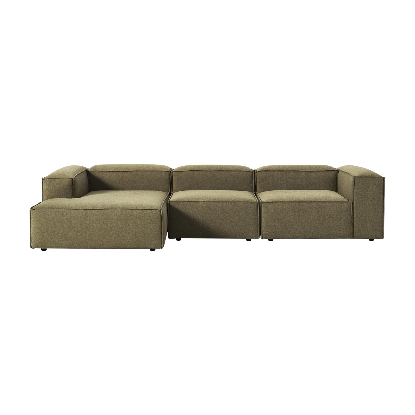 ElegantEdge 3 Seater Olive Green L Shaped Sofa