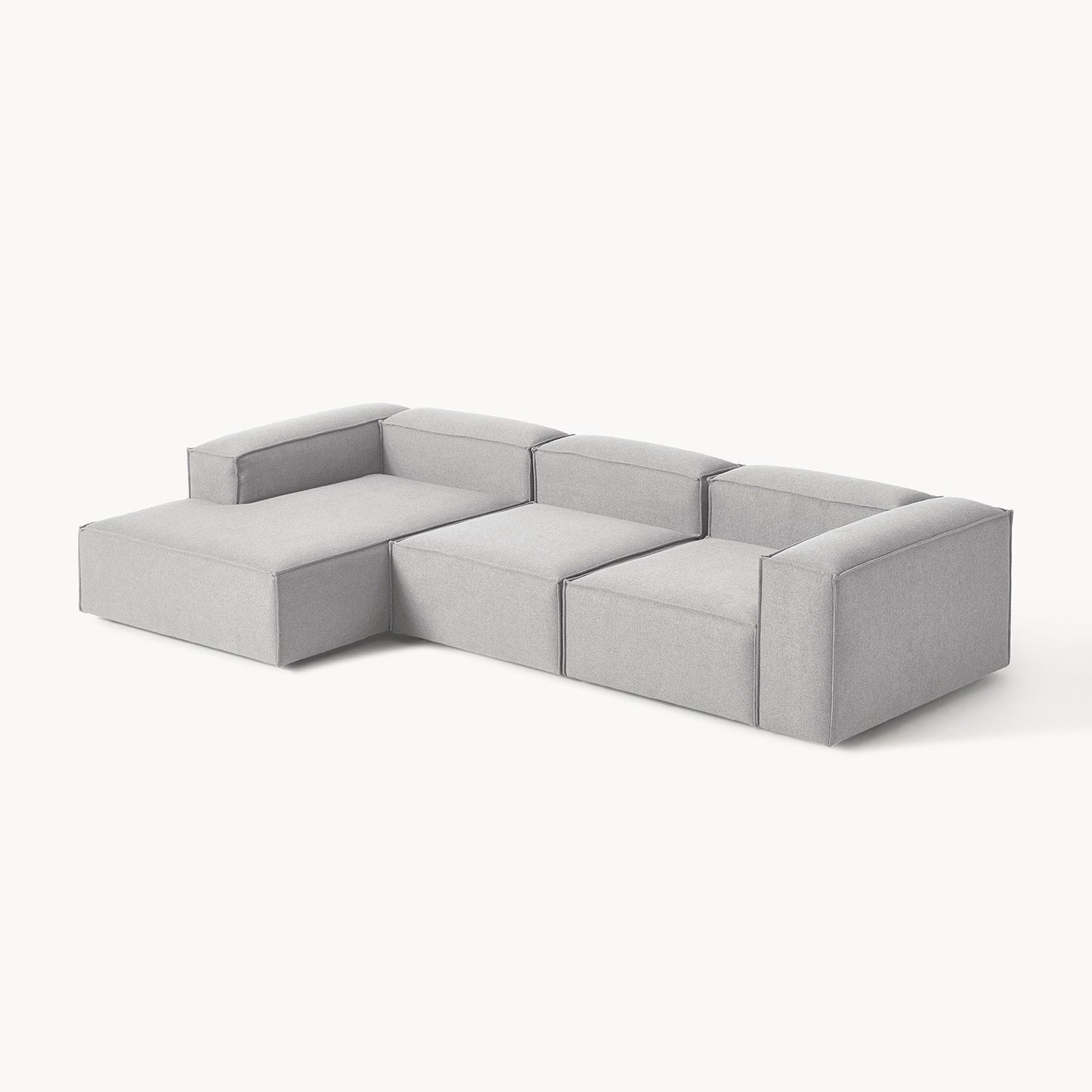 ElegantEdge 3 Seater Grey L Shaped Sofa