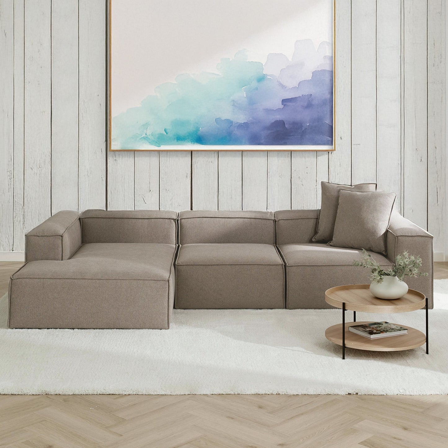 ElegantEdge 3 Seater Mouse Grey L Shaped Sofa