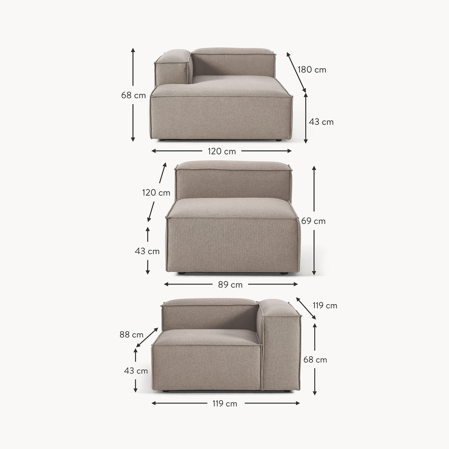 ElegantEdge 3 Seater Mouse Grey L Shaped Sofa