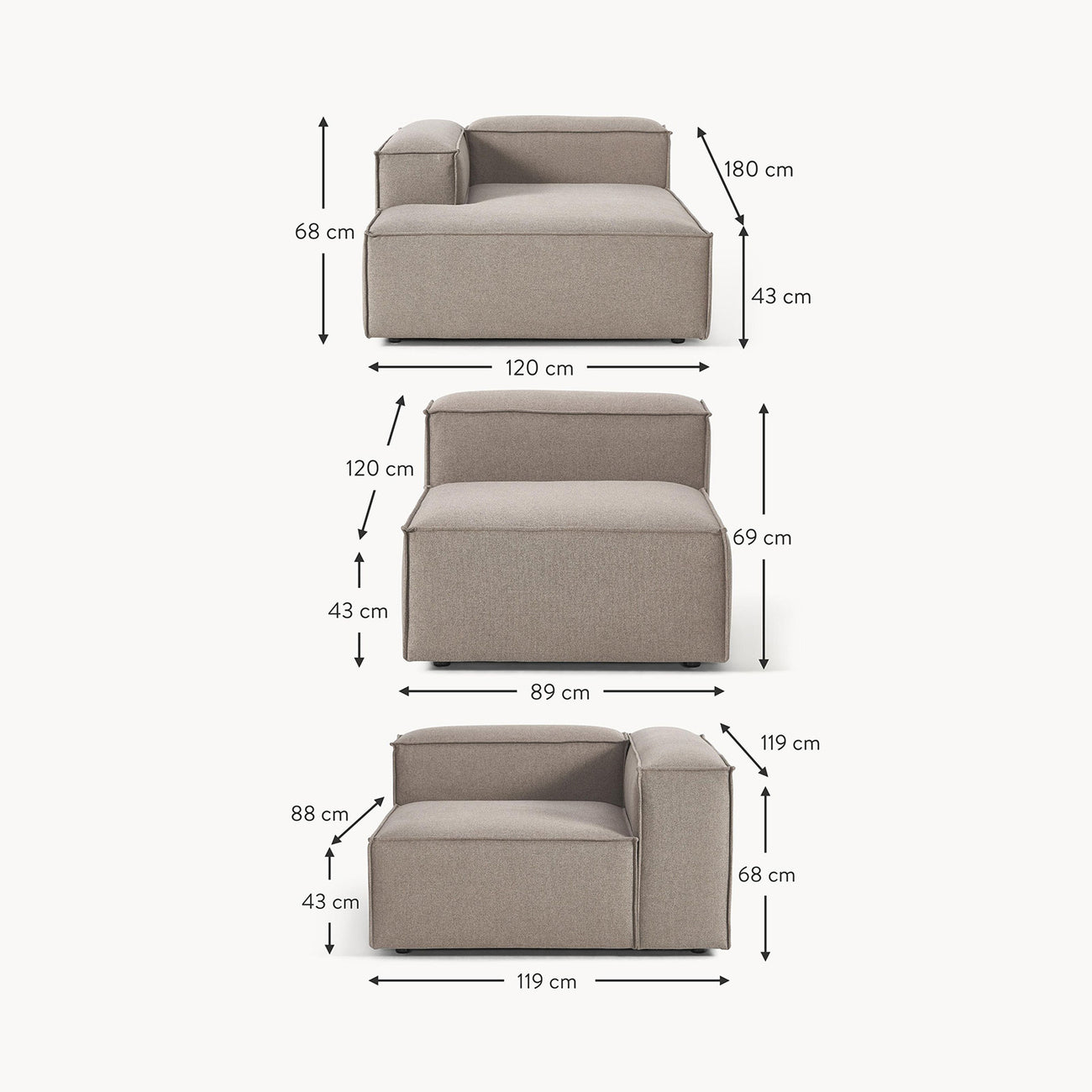 ElegantEdge 3 Seater Mouse Grey L Shaped Sofa