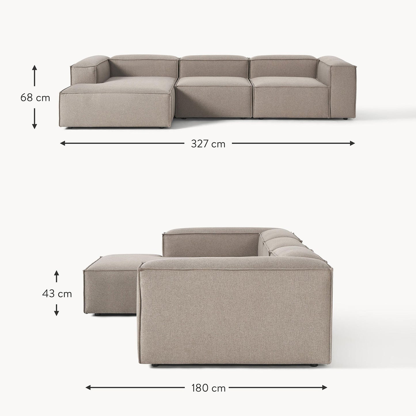 ElegantEdge 3 Seater Mouse Grey L Shaped Sofa