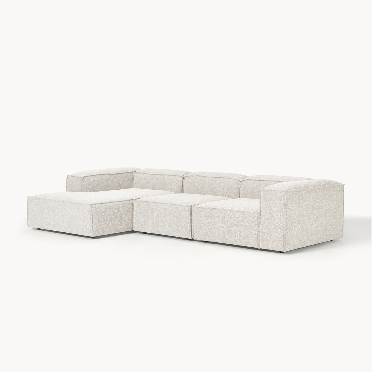 ElegantEdge 3 Seater White Boucle L Shaped Sofa