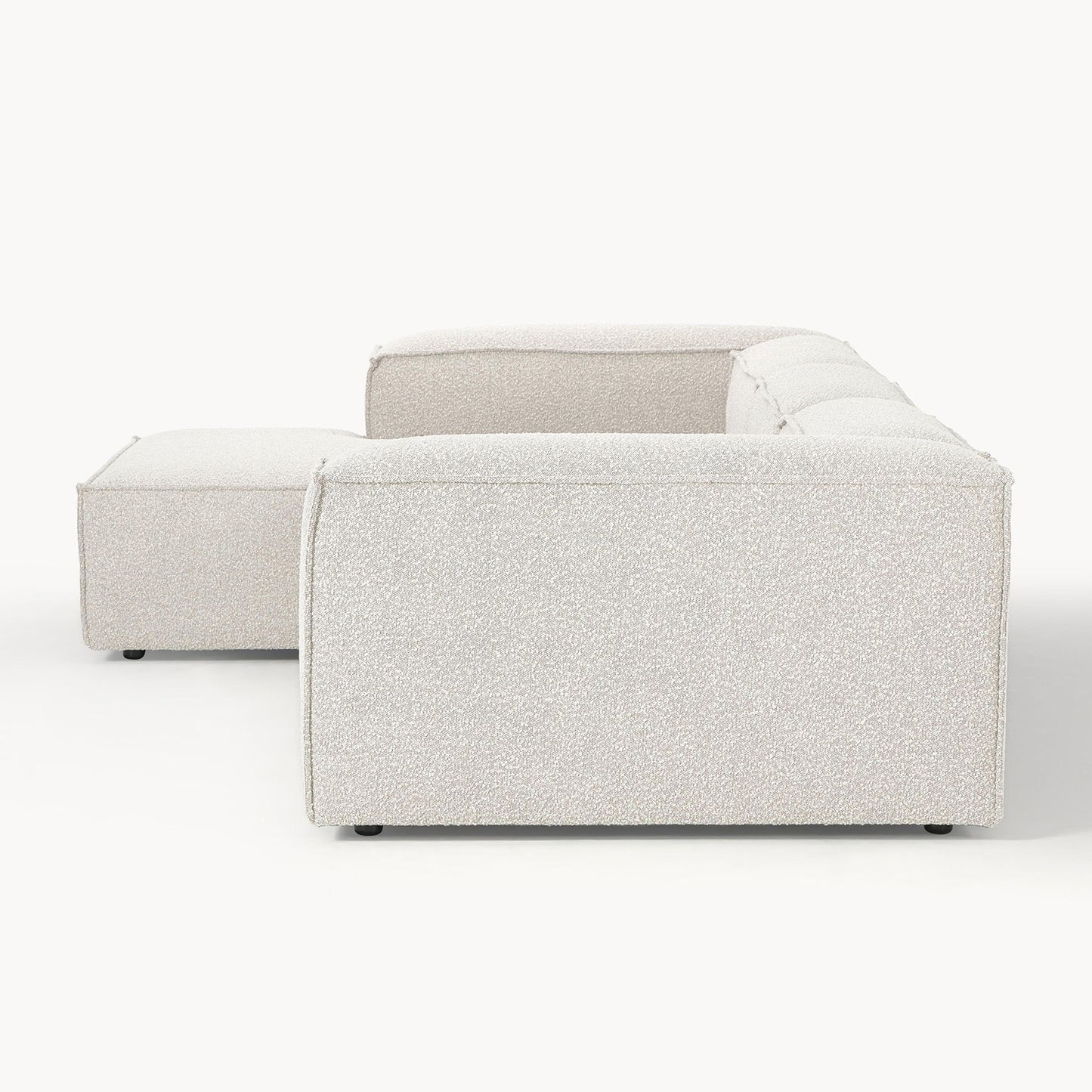 ElegantEdge 3 Seater White Boucle L Shaped Sofa