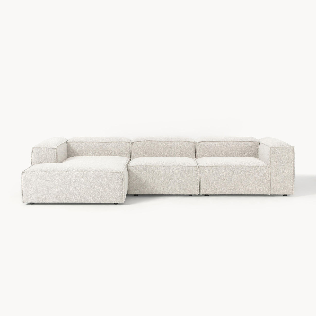 ElegantEdge 3 Seater White Boucle L Shaped Sofa