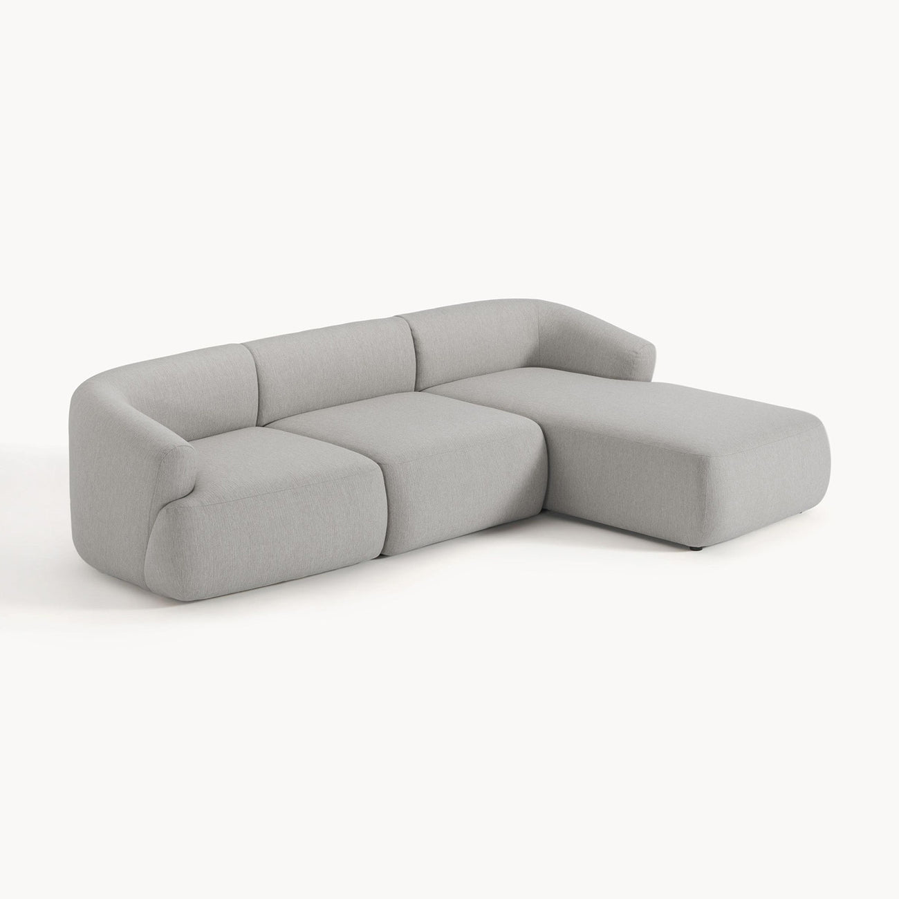 ZenLiving 3 Seater Grey Boucle L Shaped Sofa