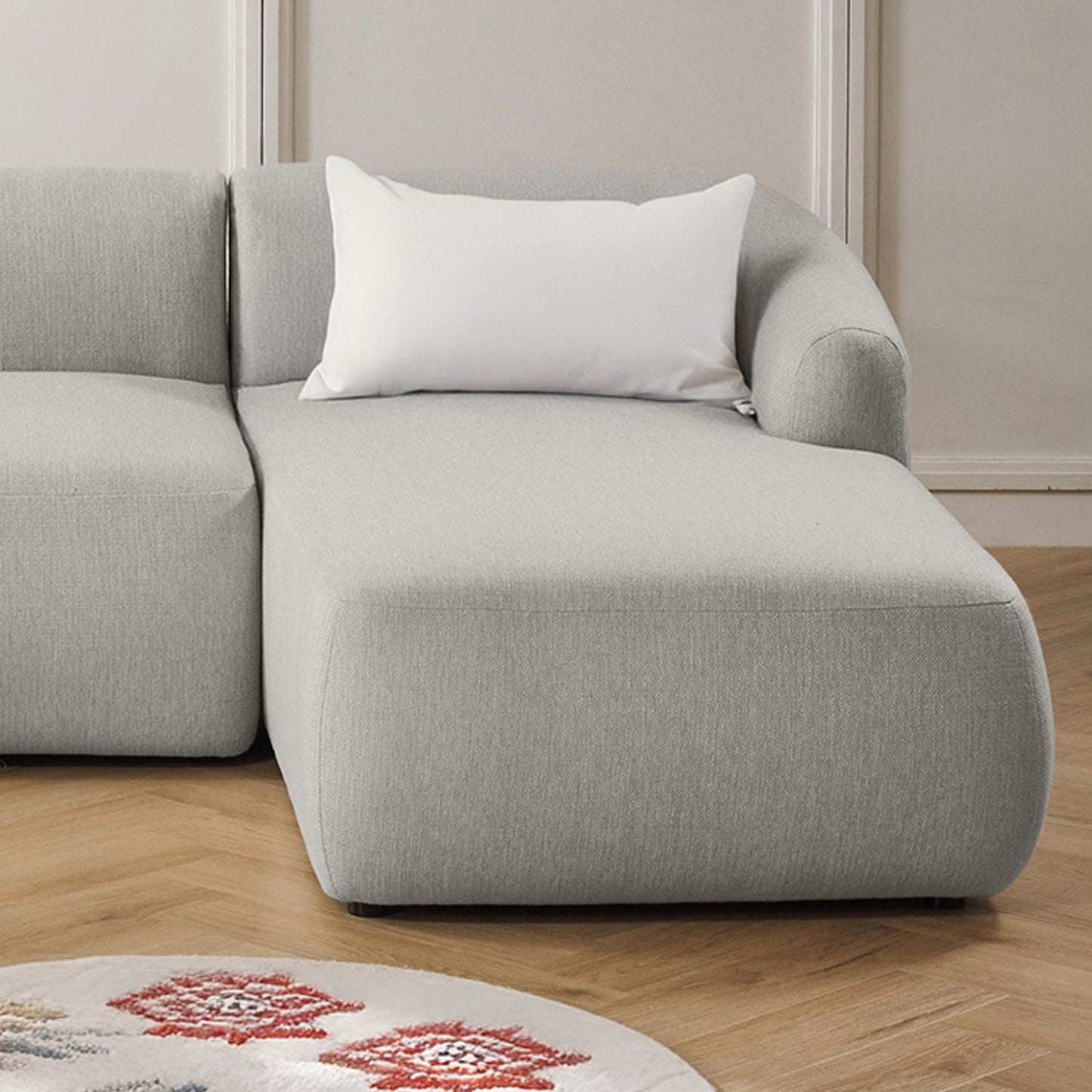 ZenLiving 3 Seater Grey Boucle L Shaped Sofa