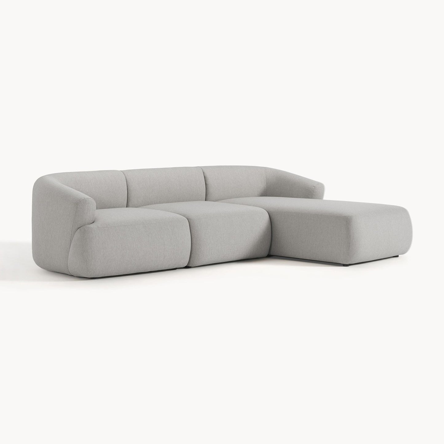 ZenLiving 3 Seater Grey Boucle L Shaped Sofa