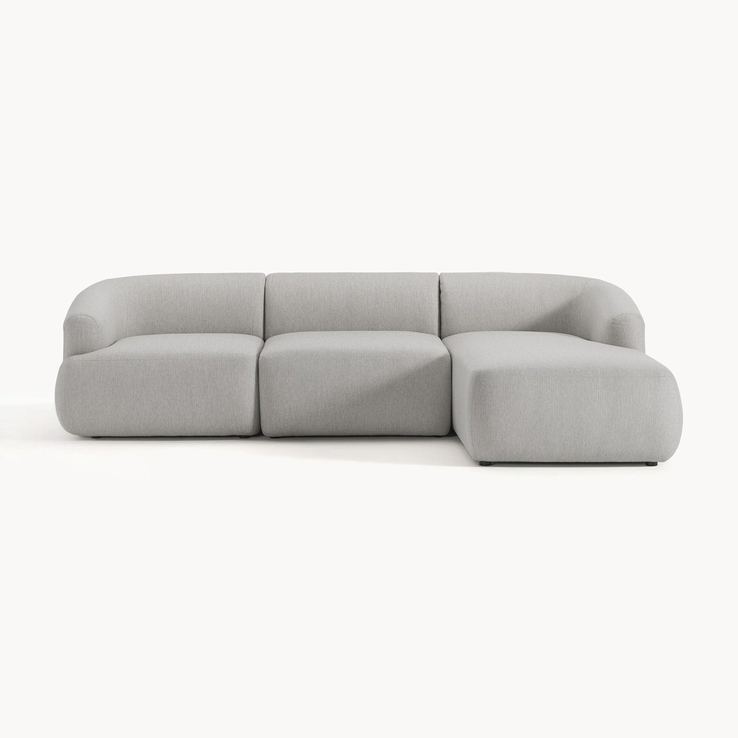 ZenLiving 3 Seater Grey Boucle L Shaped Sofa