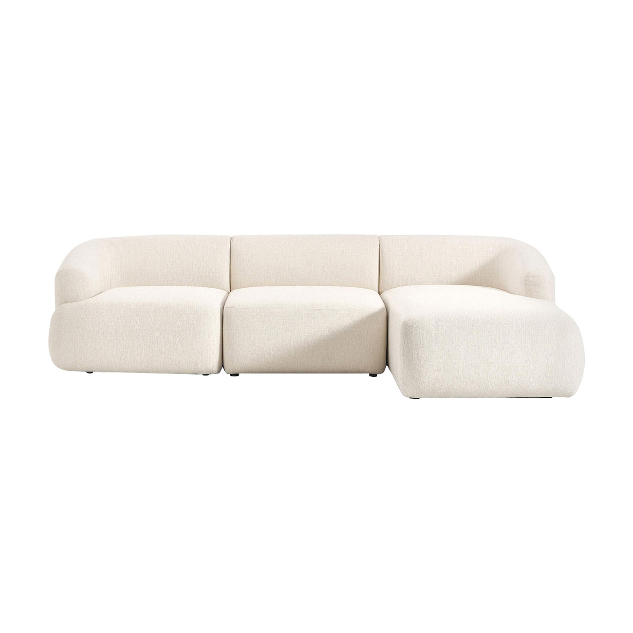 ZenLiving 3 Seater White Boucle L Shaped Sofa