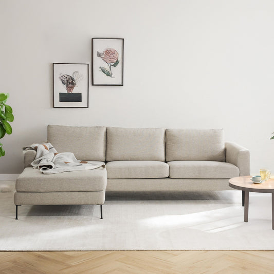 ModernElegance L Shaped 3 Seater Sofa Crème