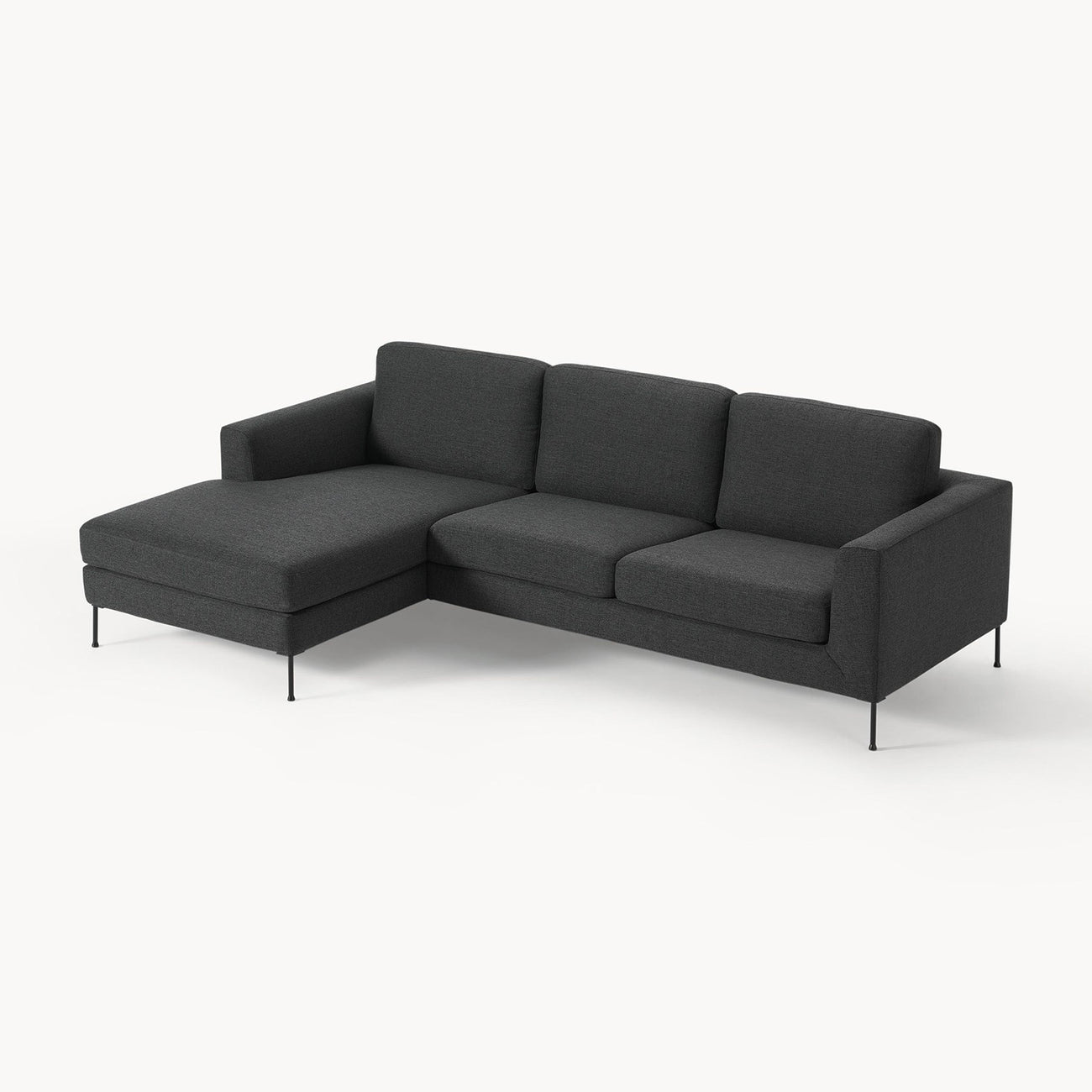 ModernElegance L Shaped 3 Seater Sofa Dark Grey