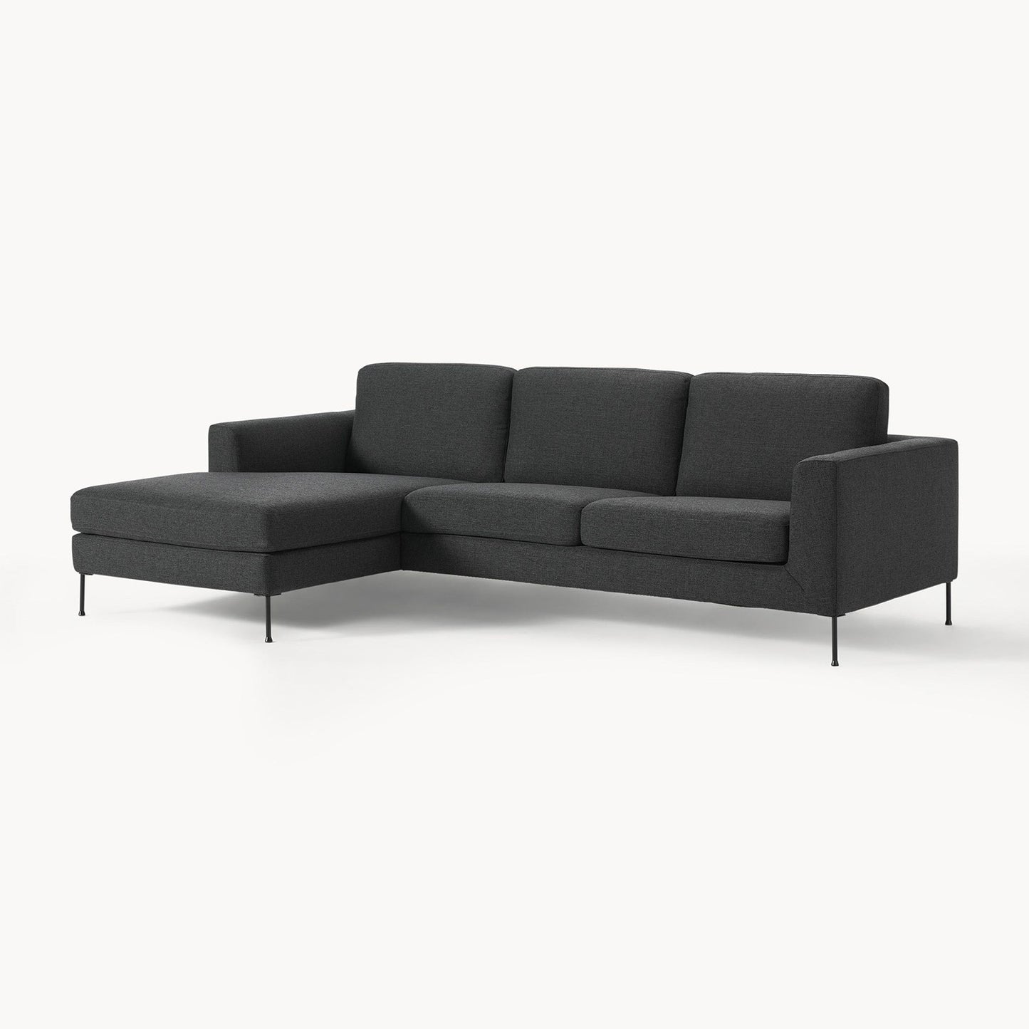 ModernElegance L Shaped 3 Seater Sofa Dark Grey