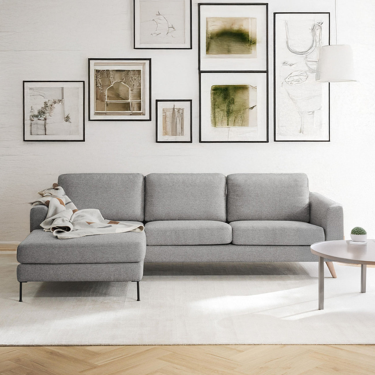 ModernElegance L Shaped 3 Seater Sofa Grey