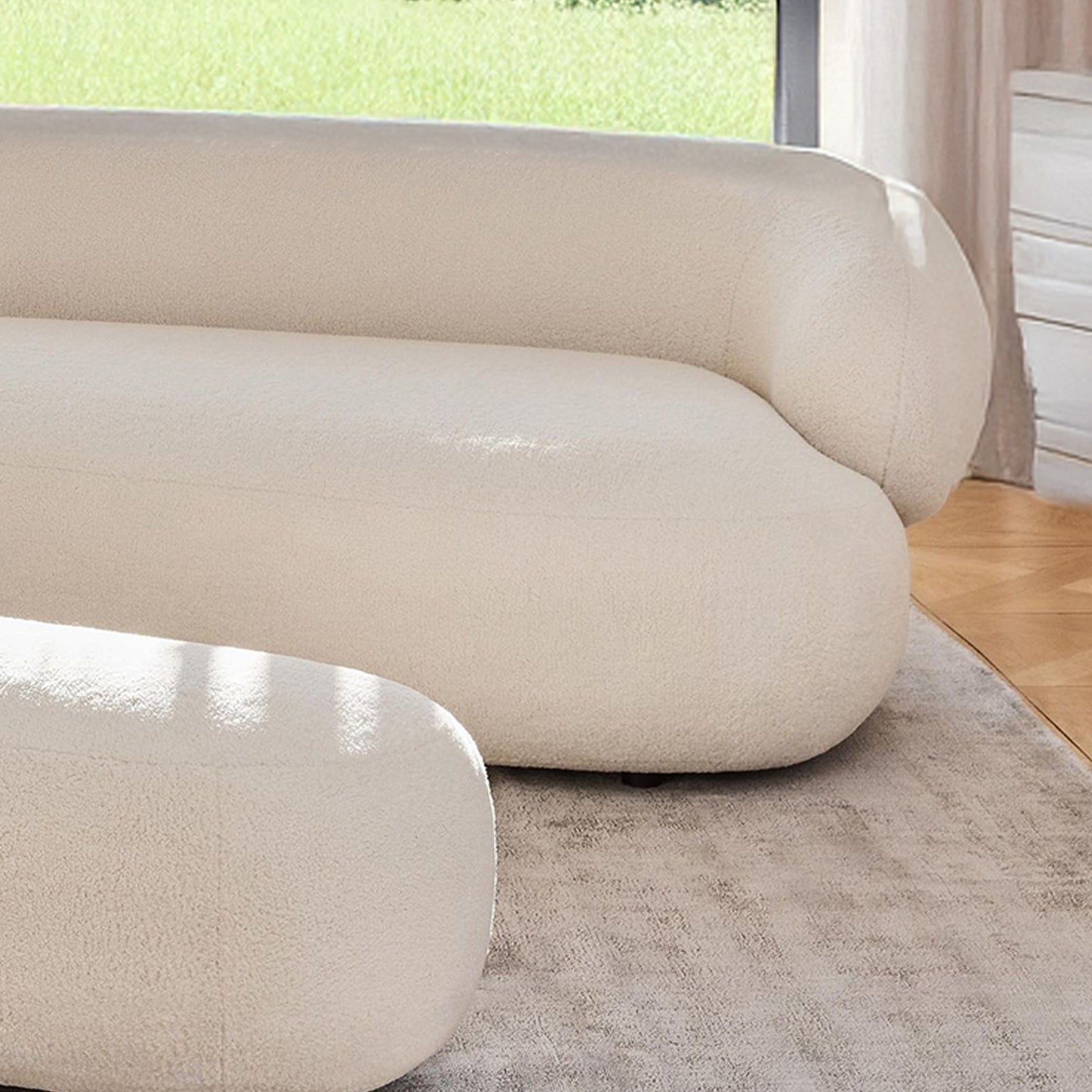 LuxeLounge Boucle 3 Seater Sofa Crème