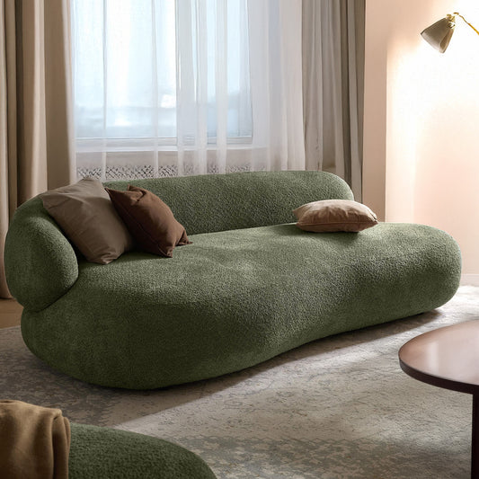 LuxeLounge Boucle 3 Seater Sofa Olive Green