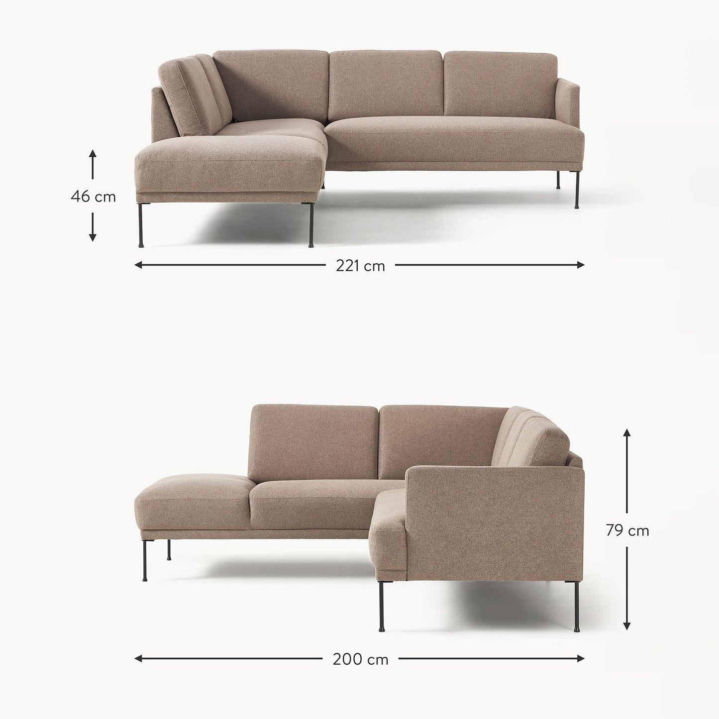 ModernElegance L Shaped 5 Seater Brown