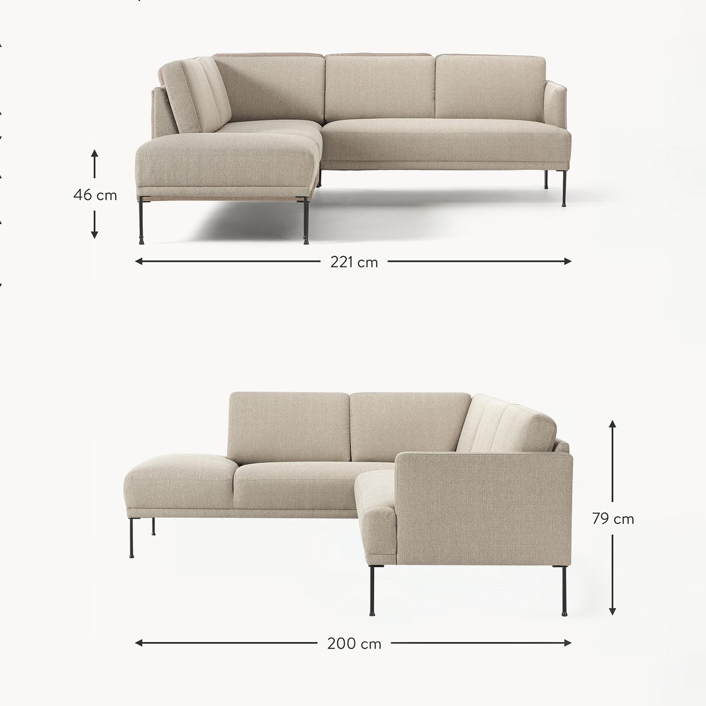 ModernElegance L Shaped 5 Seater Beige